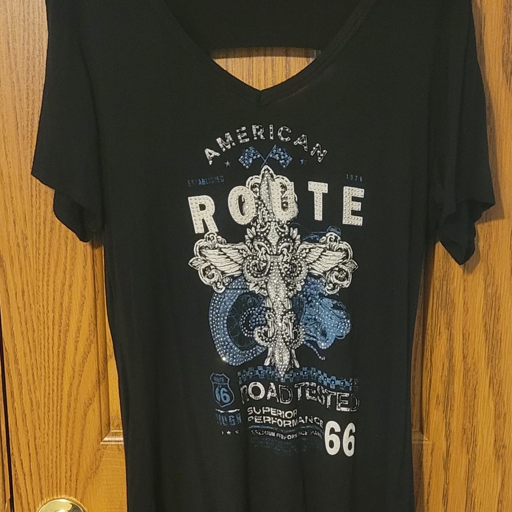 Black Graphic Short Sleeve Tee with Vintage Design
